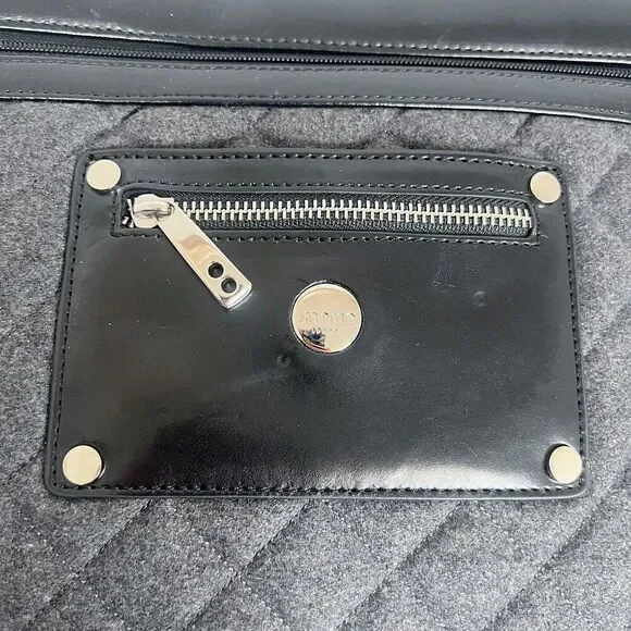 Knomo London Alfie Laptop Bag Briefcase Work Bag Black Leather Quilted Grey - Picture 8 of 11